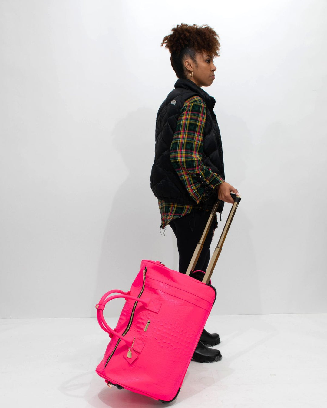 Apollo 2 Rolling Duffle Bag in Neon Pink