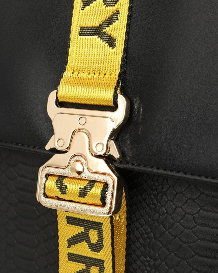 Caution Tape Backpack in Black & Yellow