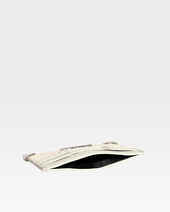 Croc Card Holder Wallet in Beige