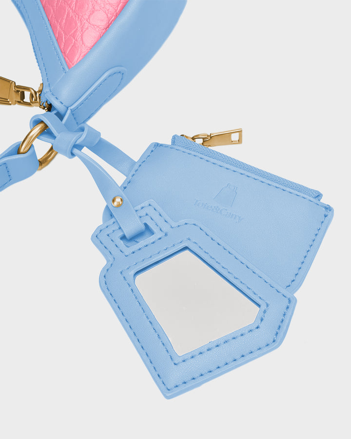 Cutie Shoulder Purse in Blue & Pink