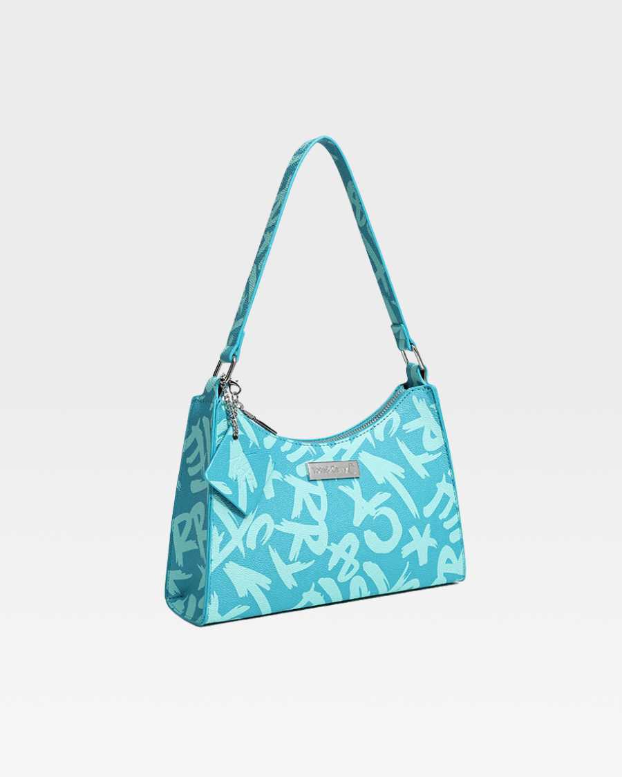 Graffiti Shoulder Bag in Blue