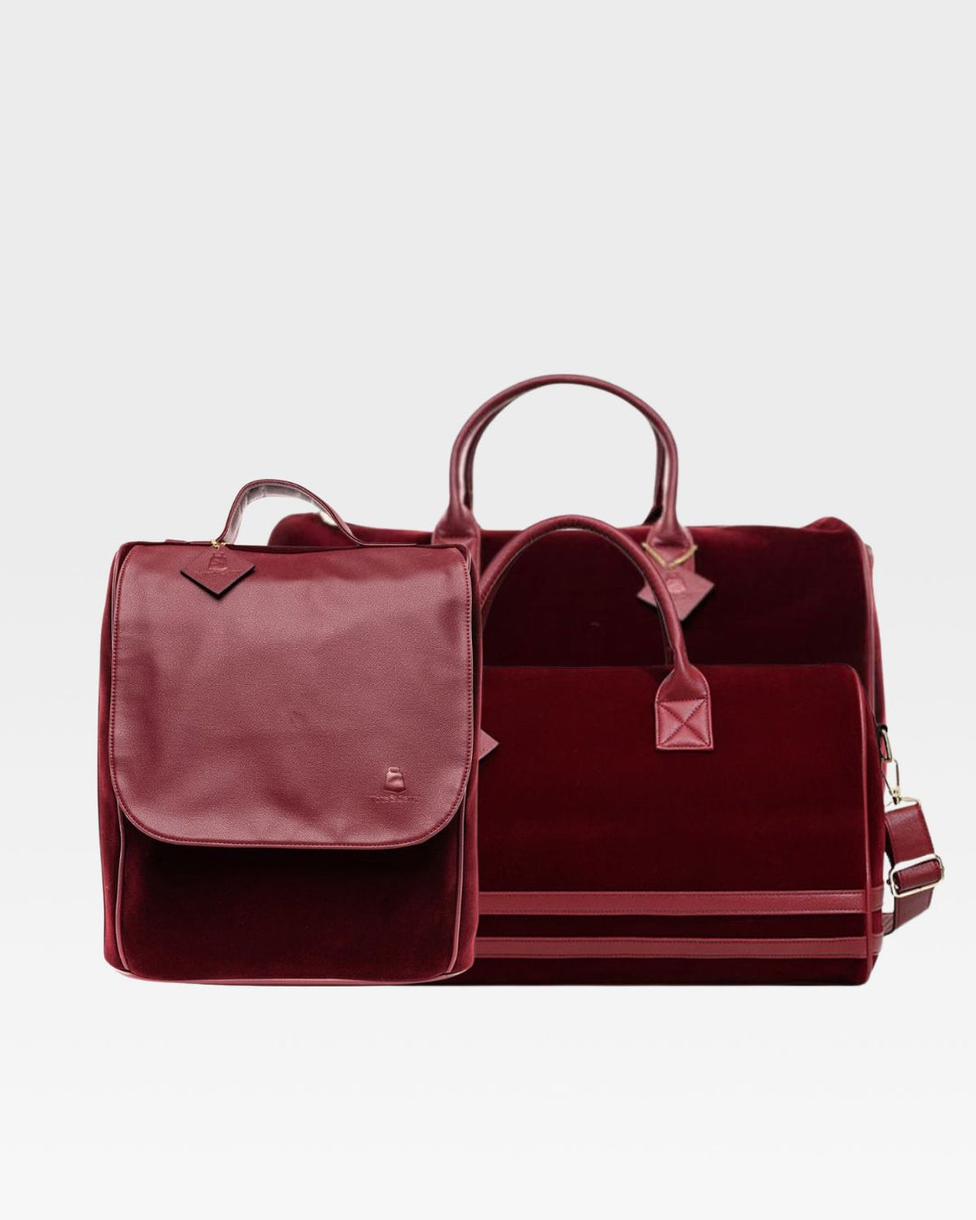 Velvet Travel Set in Burgundy