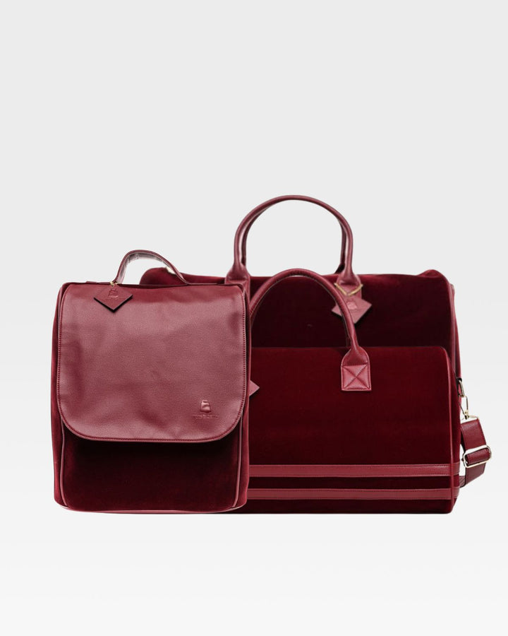 Velvet Travel Set in Burgundy